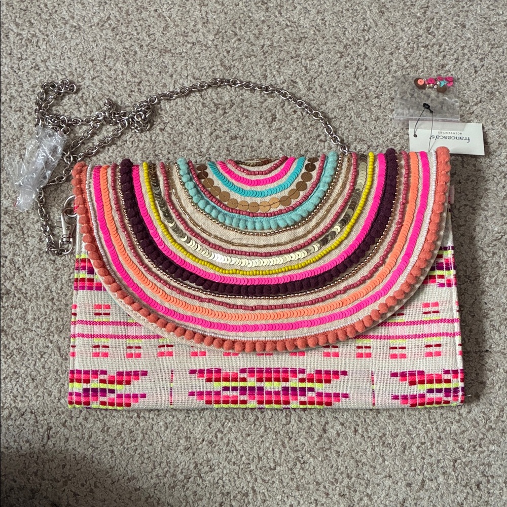 Francesca's Collections Multicolor Beaded Clutch